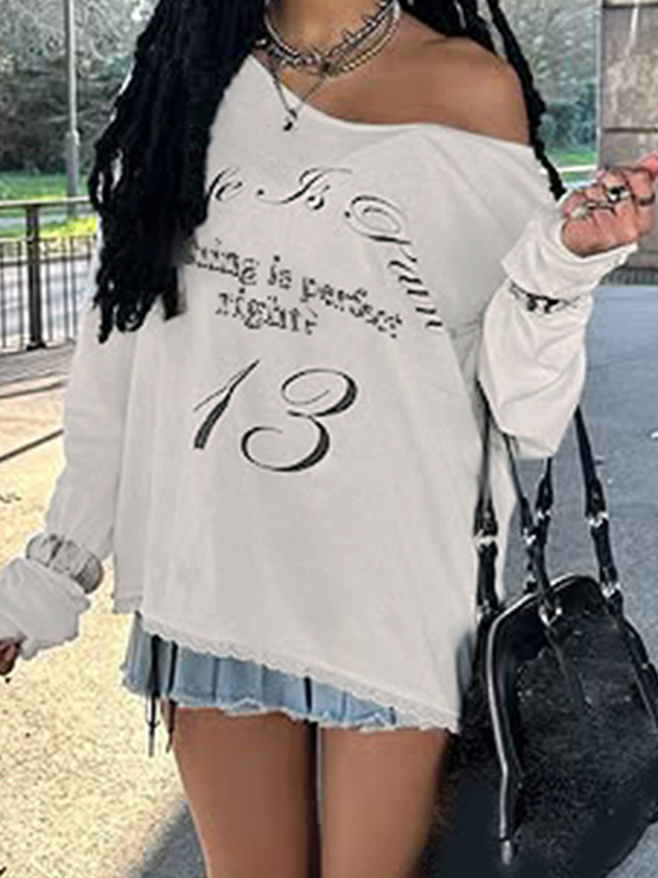 EMMIOL Fashion Letter Print  Oversized Long Sleeve