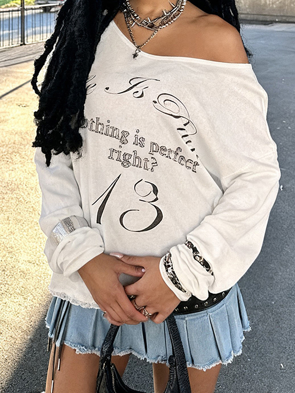 EMMIOL Fashion Letter Print  Oversized Long Sleeve