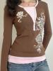 EMMIOL Dark Floral Print Long Sleeve