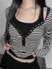 EMMIOL V Neck Stripes Long Sleeve