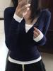 EMMIOL V-Neck Faux Two Piece Long Sleeve