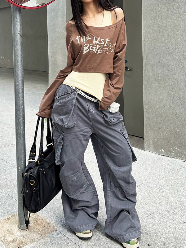 EMMIOL Retro Letter Print Long Sleeve