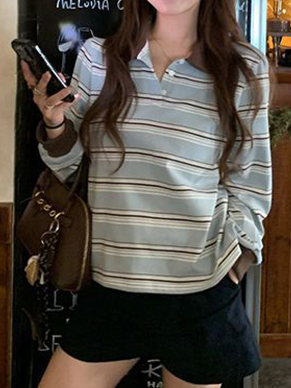 EMMIOL Contrasting Stripes Long Sleeve