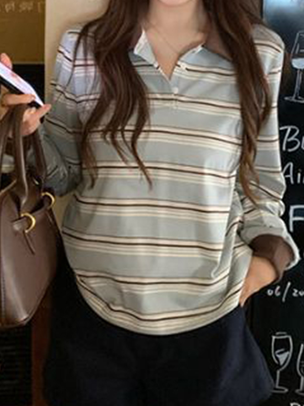 EMMIOL Contrasting Stripes Long Sleeve
