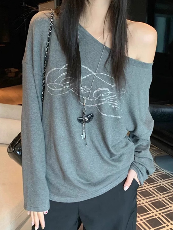 EMMIOL Alphabet Rhinestones Long Sleeve