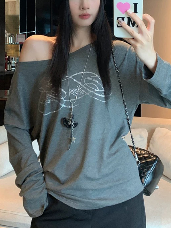 EMMIOL Alphabet Rhinestones Long Sleeve