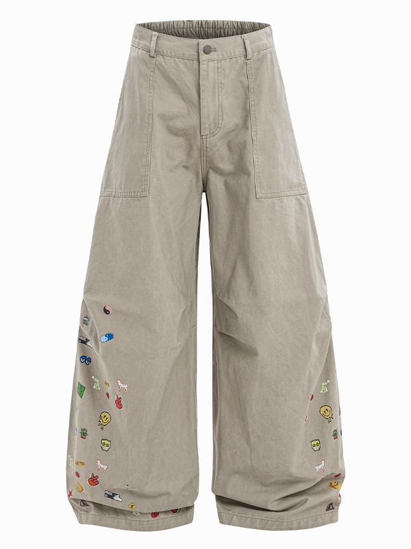 EMMIOL Pantaloni a gamba larga con stampe divertenti in stile americano