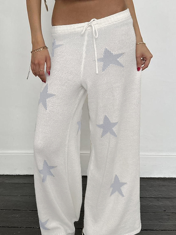 EMMIOL Retro Star Print Straight Leg Pants