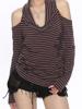 EMMIOL Cross-Stitch Stripe Print Long Sleeve