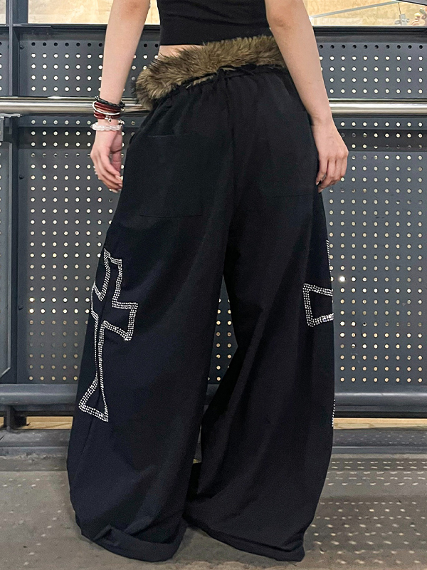 EMMIOL Hose mit weitem Bein und Retro-Muster