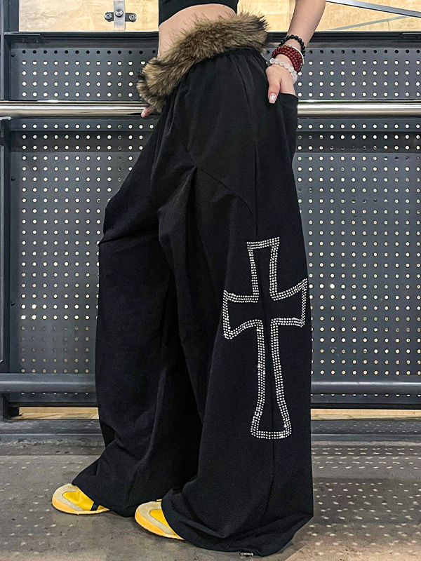 EMMIOL Hose mit weitem Bein und Retro-Muster