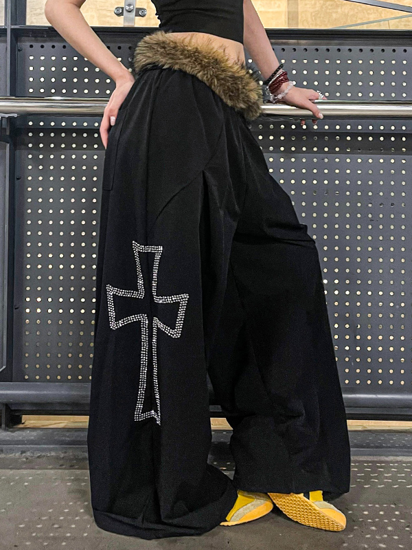EMMIOL Hose mit weitem Bein und Retro-Muster
