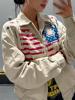 EMMIOL Sudadera con capucha y cremallera con estampado retro de la bandera nacional