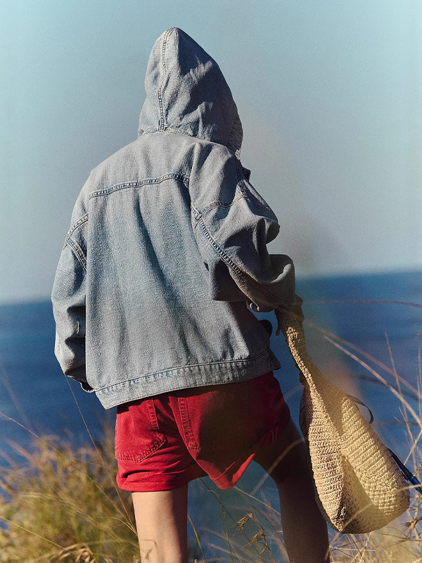 EMMIOL Hooded Denim Sweatshirt