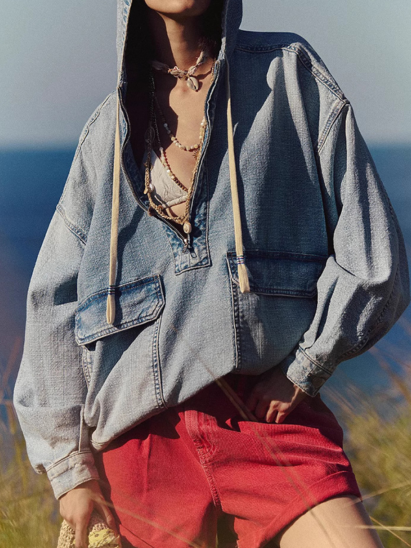 EMMIOL Hooded Denim Sweatshirt