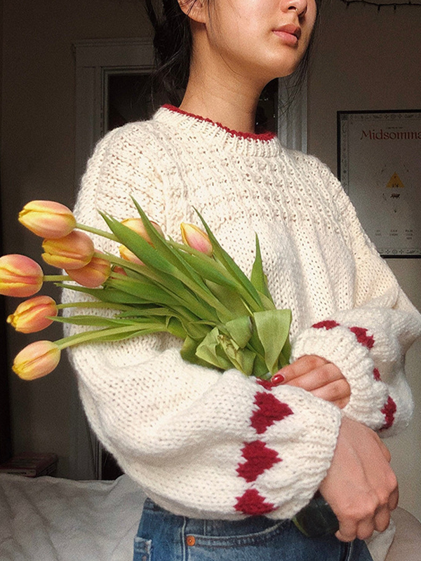 EMMIOL Y2K Heart Print Sweaters