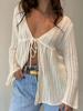 EMMIOL Lockeres Resort-Langarmshirt mit Lochmuster