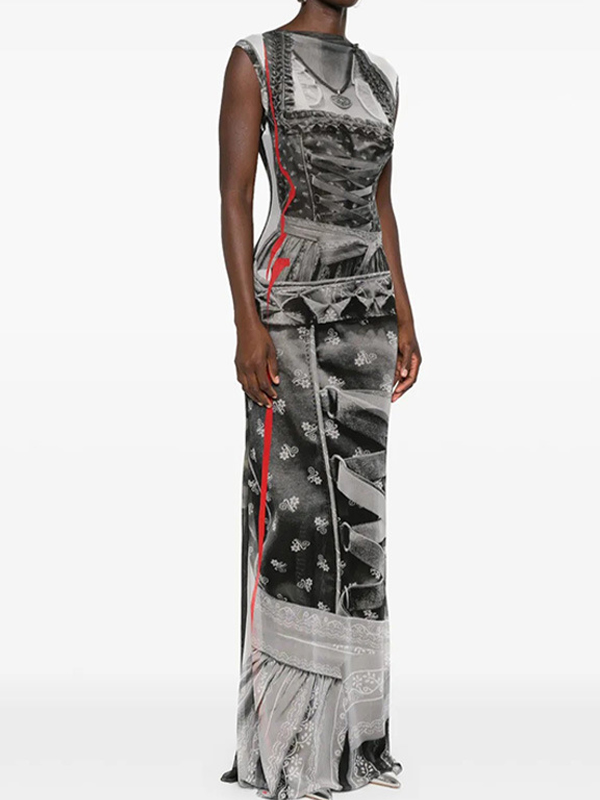 EMMIOL Y2K Functional Prints Maxi Dress