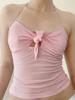 EMMIOL Chaleco halter con tirantes anudados al frente y lunares