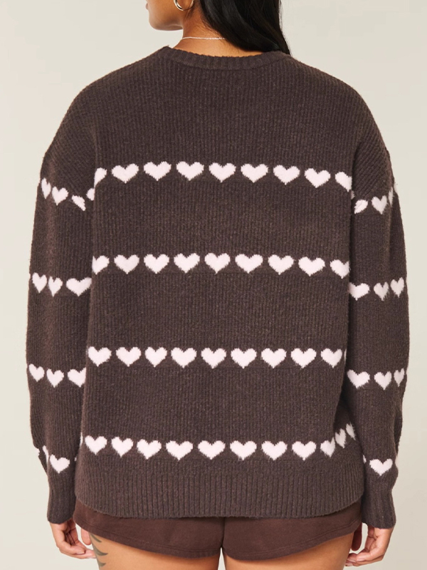 EMMIOL Fair Isle Heart Print Sweaters
