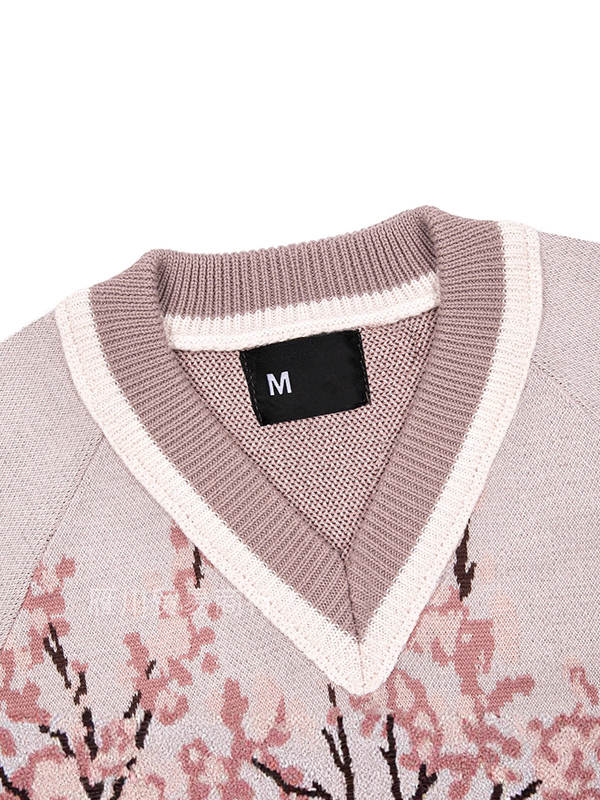 EMMIOL Peach Blossom Stripe Print Sweaters