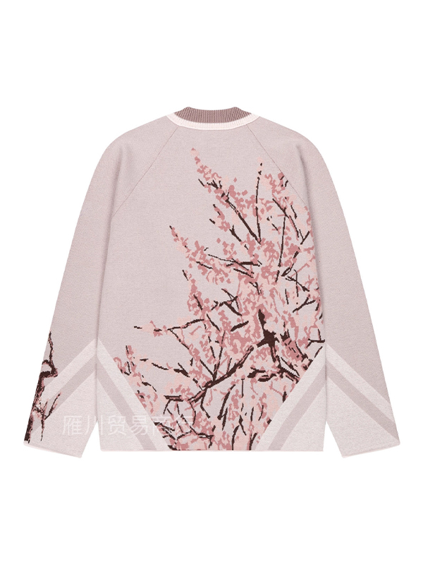 EMMIOL Peach Blossom Stripe Print Sweaters