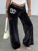 EMMIOL Rhinestone Lace Straight Leg Pants