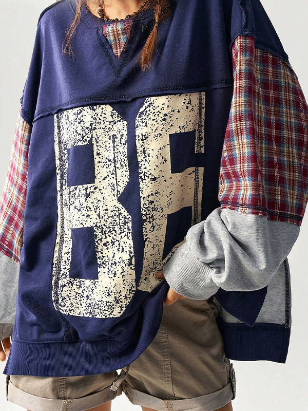 EMMIOL Camiseta de manga larga extragrande digital Trend Patch