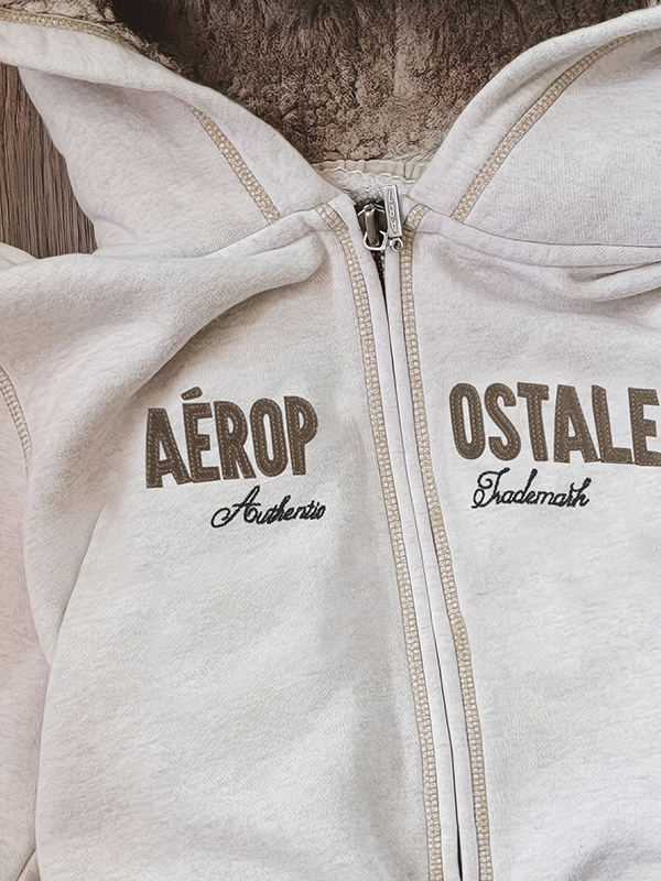 EMMIOL Retro-Sweatshirts mit Pelzkragen und Reißverschluss