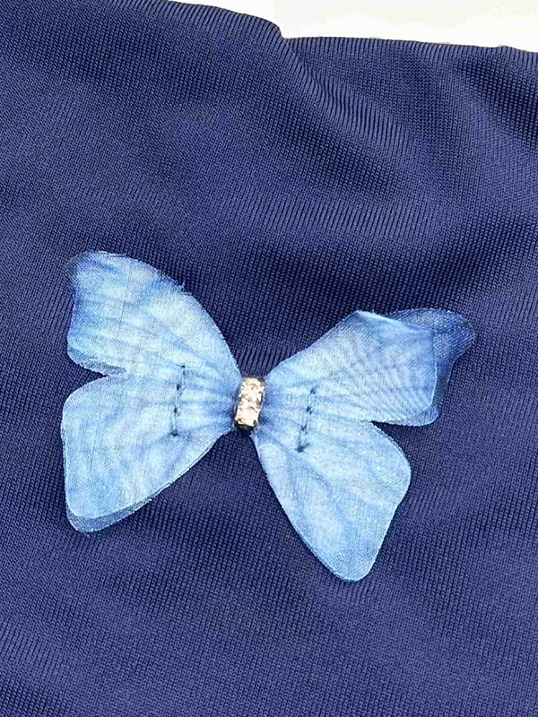 EMMIOL Blaues Langarmshirt mit Schmetterlingsmuster