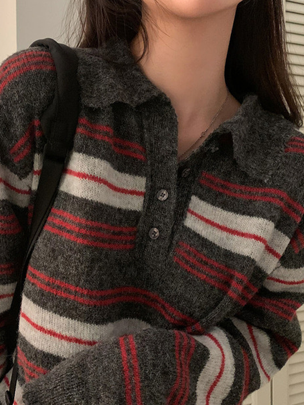 EMMIOL College-Style Stripes Sweaters