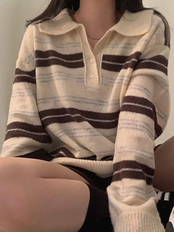 EMMIOL College-Style Stripes Sweaters