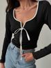 EMMIOL Langarmshirt mit kontrastfarbener Spitze