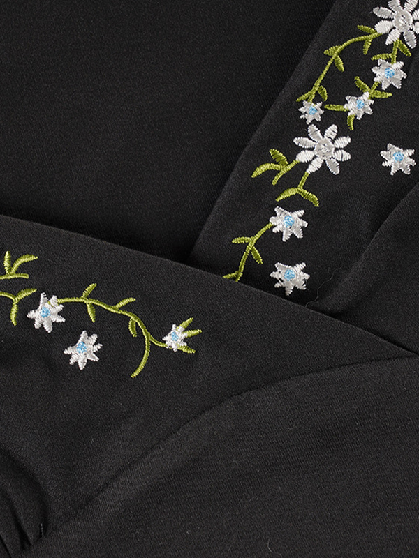 EMMIOL Langarmshirt mit Blumenmuster und V-Ausschnitt