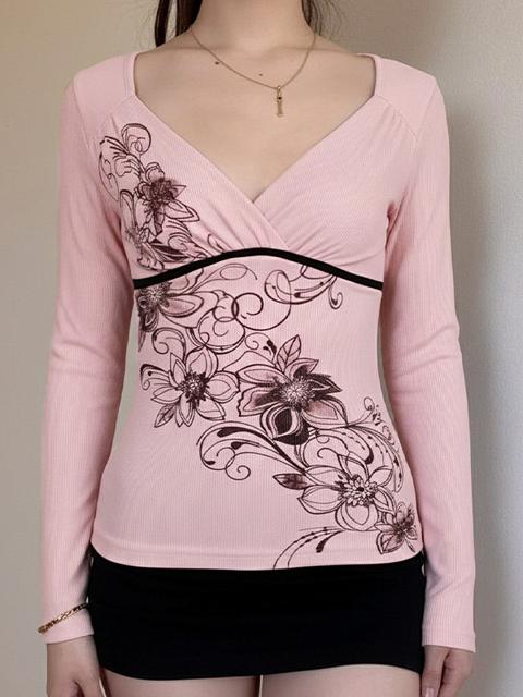 Manica lunga con stampa floreale vintage