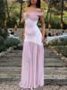 EMMIOL Mesh Panel With Pleats Maxi Dress