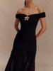 EMMIOL Mesh Panel With Pleats Maxi Dress