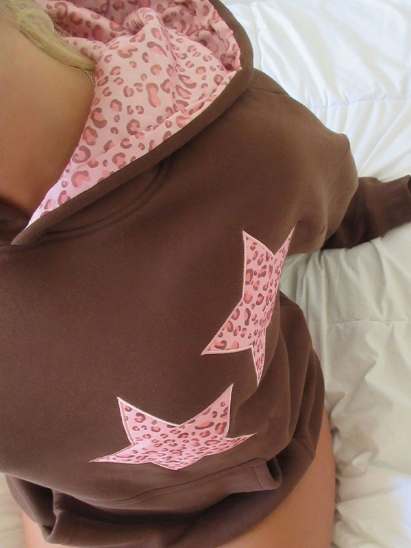 EMMIOL Star Leopard Print Sweatshirts