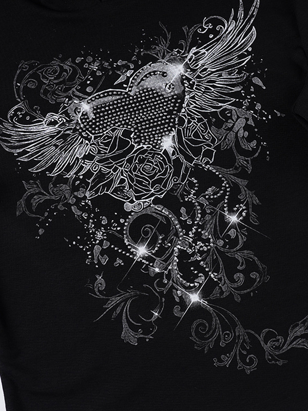 EMMIOL Felpa con cappuccio Y2K Retro Dark a maniche lunghe