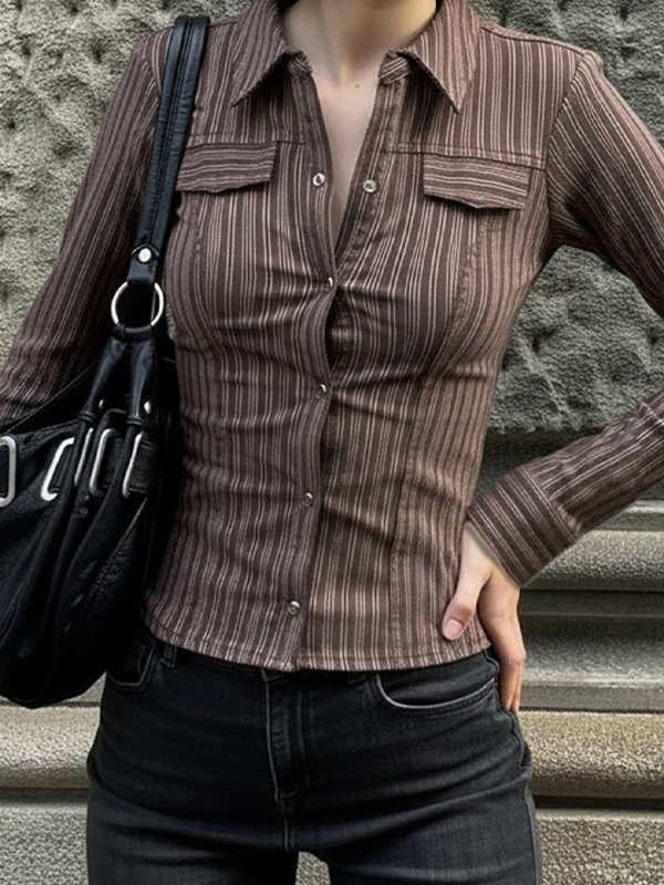 EMMIOL Maniche lunghe slim fit a righe Spicy Girl