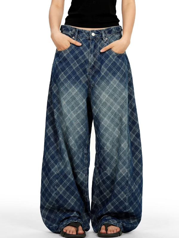 EMMIOL Jeans da donna con stampa a righe e quadri