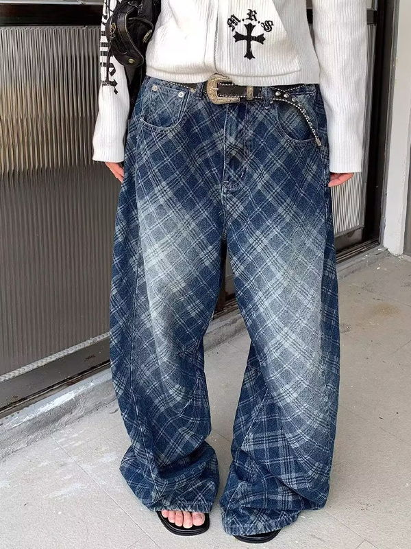 EMMIOL Jeans da donna con stampa a righe e quadri