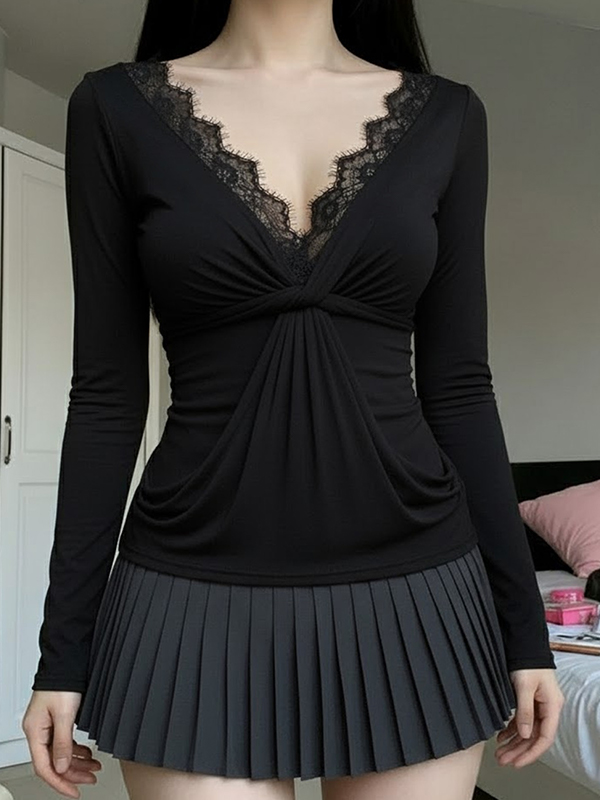 EMMIOL Manica lunga con pizzo e onda