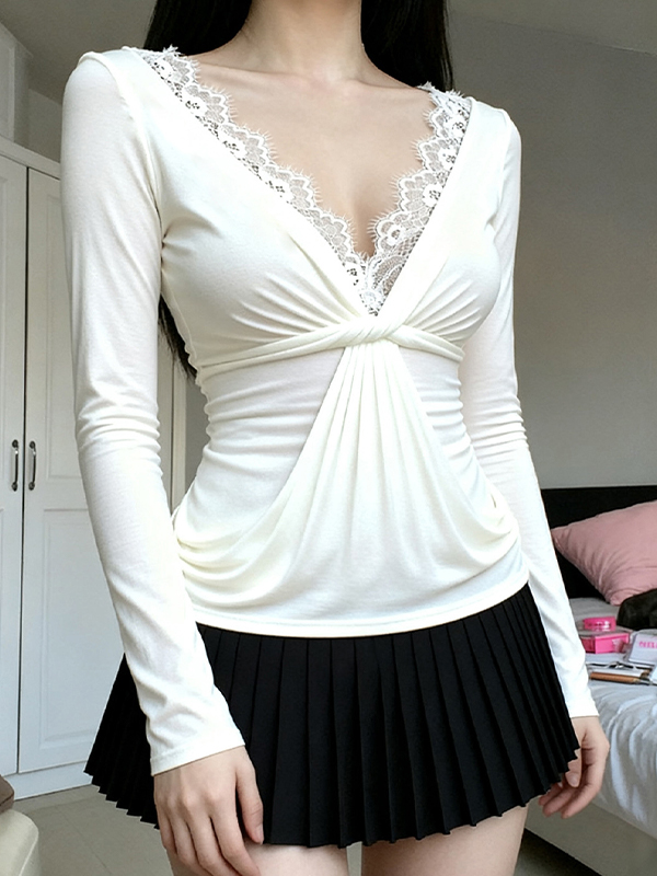 EMMIOL Manica lunga con pizzo e onda