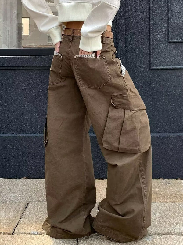 EMMIOL Pantalones anchos con estampado de leopardo Tooling