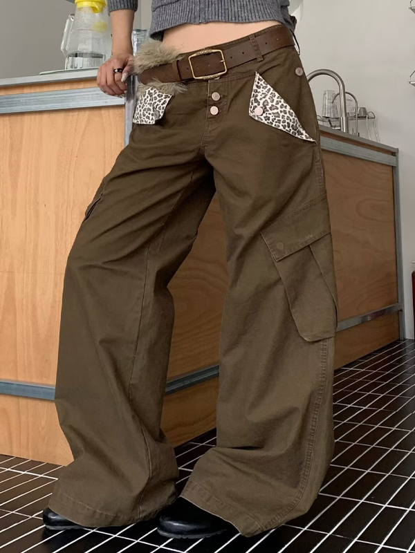 EMMIOL Pantalones anchos con estampado de leopardo Tooling