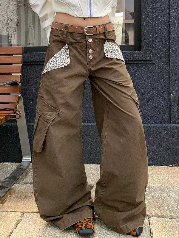 EMMIOL Pantalones anchos con estampado de leopardo Tooling