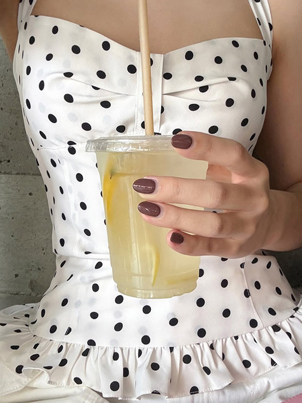 EMMIOL Chaleco halter con volantes y lunares