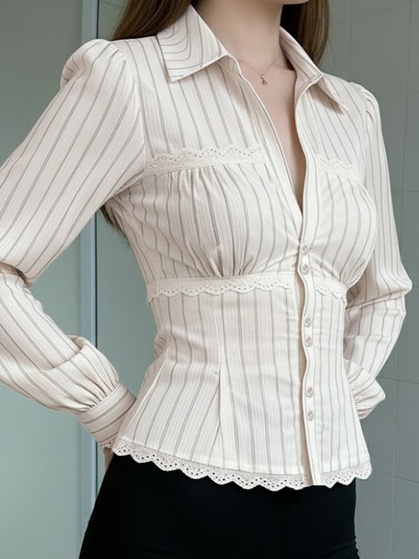 EMMIOL Maniche lunghe con bordo in pizzo spezzato