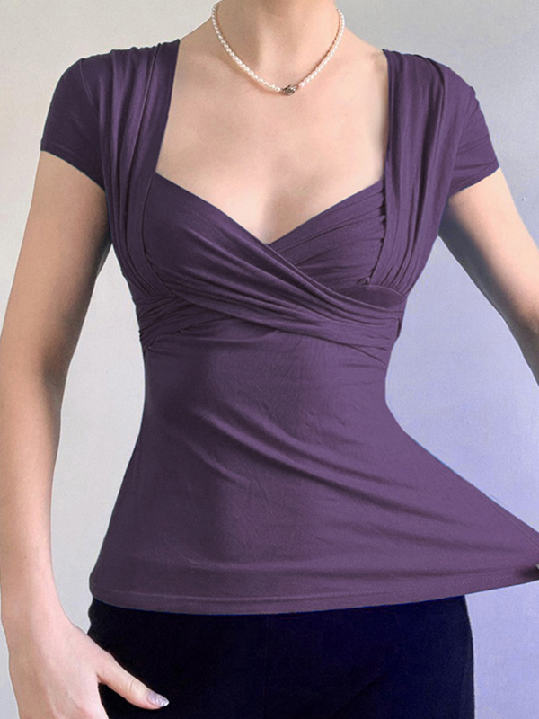 EMMIOL Top camisero cruzado con escote en V